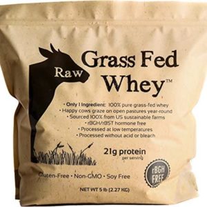 Raw Grass Fed Whey 5LB - Happy Healthy Cows, COLD PROCESSED Undenatured 100% Grass Fed Whey Protein Powder, GMO-Free + rBGH Free + Soy Free + Gluten Free, Unflavored, Unsweetened (5 LB BULK, 90 Serve)