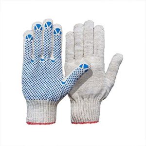PVC Grip Work Gloves, White Cotton/Nylon Glove with Blue PVC (Nylon Glove with Blue PVC Dot Grip Pro 12 Pack)