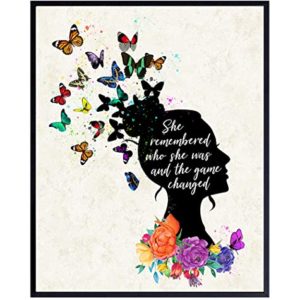 Inspirational Wall Art Decor - Positive Quote Home Decoration - Motivational Encouragement Gifts for Women -8x10 Poster for Girls or Teens Bedroom, Living Room, Bathroom, Office - Floral Butterflies