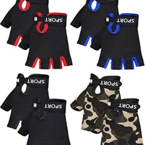 4 Pairs Kids Half Finger Cycling Gloves Non Slip Sports Gloves for Summer Outdoor Sports Children