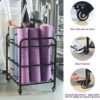 MM MELISEN Yoga Mat Storage Rack, Home Gym Studio Organizer Cart for Foam Roller, Yoga Strap and Resistance Bands, Movable Black Sports Equipment Storage Rack with Wheels - Image 2