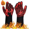 BBQ Gloves 1472℉ Extreme Heat Resistant Protective Cooking Gloves with Silicone Non-Slip Grip for BBQ Cooking/Baking/Smoker/Fireplace/Fire Pit/ Size Medium - Color is Red (Medium, Red) - Image 9