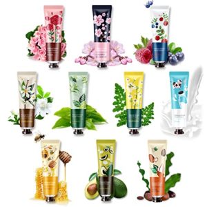 10 Pack Hand Cream Set for Dry Hands Body Hand Care Cream for Dry Cracked Hands Natural Plant Fragrance Moisturizing Travel Size Hand Lotion Bulk Gifts for Women-30ml