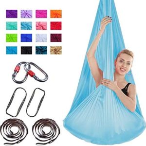 ZCXBHD Aerial Yoga Hammock Premium Aerial Silk Yoga Swing for Antigravity Fitness Inversion Exercises Improved Flexibility Core Strength (Color : Blue)