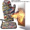 ACOGO pop Art Boom Heat Resistant Hot Oven Mitts & Pot Holders for Kitchen Gift Set with Non-Slip Textured Grip Set of 2, Oven Gloves for BBQ Cooking Baking, Grilling - Image 6