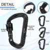 BEIFENG Heavy Duty Lightweight Locking Carabiner Clips 12KN D Ring for Camping Hiking Outdoor Gym etc, Carabiner with Lock Small Carabiners for Dog Leash & Harness - Image 3