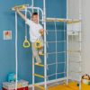 Fitness Kid Transformer Indoor Home Gym, Swedish Wall Playground Set for School and Kids Room with Hanging Ladder, Climbing Rope, Horizontal Bars, Chin up bar with The Grips, Gymnastics Rings - Image 8