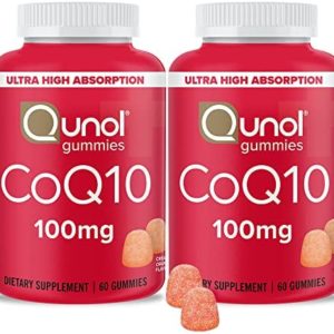 CoQ10 Gummies, Qunol CoQ10 100mg, Delicious Gummy Supplements, Helps Support Heart Health, Vegan, Gluten Free, Ultra High Absorption, 2 Month Supply (60 Count, Pack of 2)