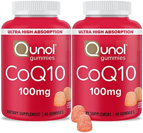CoQ10 Gummies, Qunol CoQ10 100mg, Delicious Gummy Supplements, Helps Support Heart Health, Vegan, Gluten Free, Ultra High Absorption, 2 Month Supply (60 Count, Pack of 2)