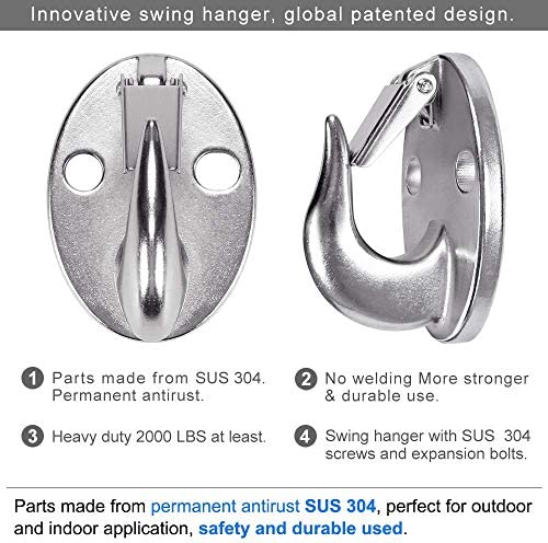 SELEWARE Resistance Band Wall Anchor Stainless Steel Workout Anchor Wall & Joist Mount Bracket for Suspension Trainers Gymnastic Rings Yoga Silk Hammock Climbing Rope, 2000 lbs Capacity - Image 5