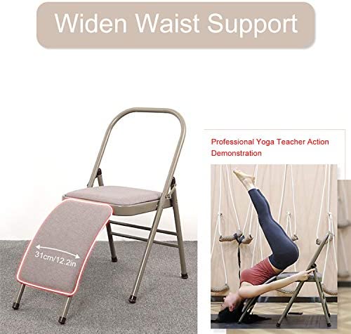 INNOLIFE Yoga Auxiliary Chair with Lumbar Back Support for Iyengar Foldable Balance Training (Grey) - Image 4