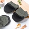 Neoprene Mini Oven Mitts, 2 Pack Short Oven Mitts 500 Degree Heat Resistant Gloves Potholder to Protect Hands with Non-Slip Grip Surfaces and Hanging Loop for Hand Hot Pot Cookware/Bakeware - Image 7