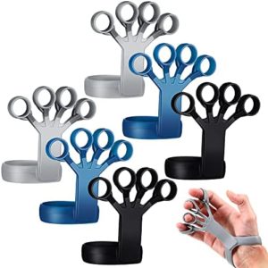 6 Pieces Strength Training Grip Strengtheners Finger Stretcher Forearm Exercise Hand Strength Grip Exerciser Finger Expander and Grip Strength Trainer for Hand Therapy Guitar Rock Climb