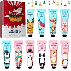 Chilin Hand Cream Gift Set, 10 Pieces Perfumed Moisturising Hand Cream for Very Dry Cracked Hands, Moisturising Cream Care Cream Hand Cream Set Christmas Gift for Men Women Children, Red, 1 Ounce