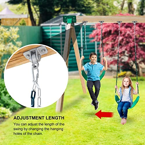 Perantlb 2 Pcs DIY Swing Set Bracket with 6 Heavy Duty Hangers,2 Swing Seat,1 Ring Trapeze Bar,All Mounting Hardware Included(Wood not Included) - Image 4