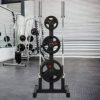 3-Tier Weight Plate Rack- Barbell Weight Rack Tree, 400LB Weight Capacity Plate Storage Stand Vertical Bar Holders Oly-mpic Weight Organizer for Home Fitness Home Office Fitness Aerial Yoga (Black, 1) - Image 2