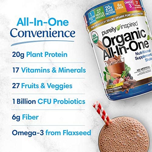 Meal Replacement Shake, Organic | Purely Inspired All-in-One Meal Replacement | Plant Based Protein Powder for Women & Men | Organic Protein Powder | Protein Shake Powder | Chocolate, 1.3 Pounds - Image 2