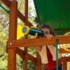 Gorilla Playsets 01-1064-Y Outing Wood Swing Set with Green Vinyl Canopy and Trapeze Arm - Yellow Slide - Image 11
