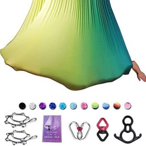 SAIVEN 10m Aerial Silks Equipment - Premium Yoga Swing Set, Aerial Yoga Hammock kit, Yoga Starter Kit, Aerial Dance Equipment(L: 10m x W: 2.8m)