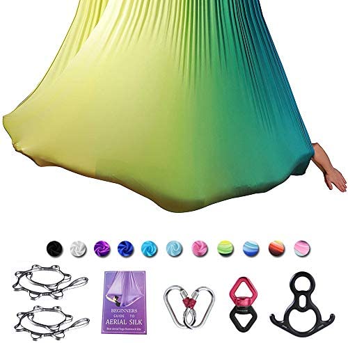 SAIVEN 10m Aerial Silks Equipment - Premium Yoga Swing Set, Aerial Yoga Hammock kit, Yoga Starter Kit, Aerial Dance Equipment(L: 10m x W: 2.8m)