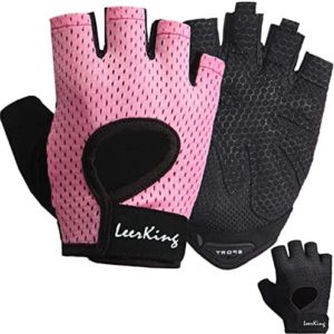 LeerKing Workout Gloves for Men Women Exercise Weight Lift Gloves Fingerless Breathable Non-Slip Weight Training Fitness Gloves Full Palm Protection