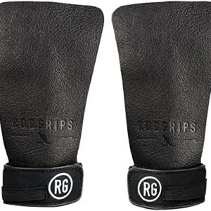 RooGrips - Fingerless Durable Protective Leather Hand Grips, Workout Gloves, Gymnastics Grips, Non-Slip Weight Lifting Gloves for Men and Women