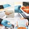 Silicone Oven Mitts and Extra Long Pot Holders Set-TREBLEWIND Oven Gloves Heat Resistant to 500℉,Kitchen Cooking Gloves Non-Slip Grip Textured Silicon Mitt,Light Blue - Image 2