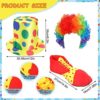 Clown Costume Set of 8, Include Red Clown Nose, Clown Shoes, Clown Vest, Clown Hat, Clown Wig, Clown Bow Tie and White Gloves Clown Accessories for Kids Adult Carnivals Halloween Funny Pretend Play - Image 2