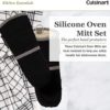 Cuisinart Silicone Oven Mitts, 2 Pack – Heat Resistant to 500 Degrees – Handle Hot Kitchen Items Safely – Non-Slip Silicone Grip Oven Gloves with Insulated Deep Pockets and Hanging Loop –Black - Image 2