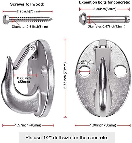 SELEWARE Resistance Band Wall Anchor Stainless Steel Workout Anchor Wall & Joist Mount Bracket for Suspension Trainers Gymnastic Rings Yoga Silk Hammock Climbing Rope, 2000 lbs Capacity - Image 6