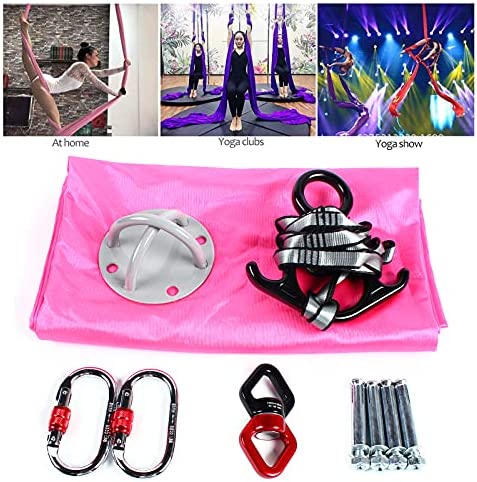 LYNICESHOP Aerial Yoga Swing Kit, Aerial Silk 3 Yards Yoga Swing Hammock Antigravity Pilates 2.8x2.8M Home Aerial Yoga Hammock Swing Include Daisy Chain,Carabiner and Pose Guide - Image 3