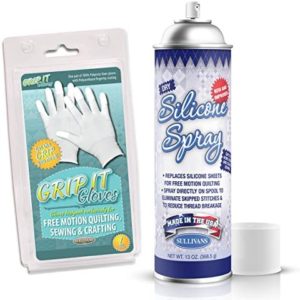 Sullivans 13-Ounce Silicone Spray for Free Motion Quilting with Large Grip It Gloves Bundle