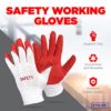 SAFETY Non-Slip 100 Pairs Red Latex Construction Multi-Purpose Work Gloves - Nitrile Dipped and Rubber Palm Coated for a Firm Grip- Heavy Duty Premium Garden Gloves - Image 2
