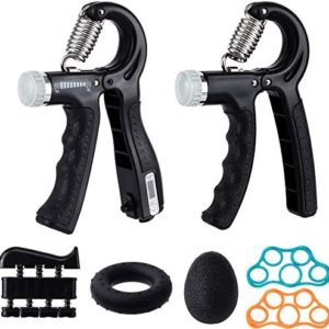 Hand Grip Christmas Day Exerciser Strength Trainer 7 Pack Kit, Finger Exerciser, Finger Stretcher, Grip Ring, Stress Relief Grip Ball, Adjustable Resistance Hand Grip Strengthener Trainer