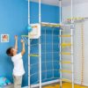 Fitness Kid Transformer Indoor Home Gym, Swedish Wall Playground Set for School and Kids Room with Hanging Ladder, Climbing Rope, Horizontal Bars, Chin up bar with The Grips, Gymnastics Rings - Image 5