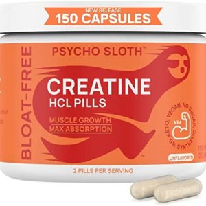 Creatine HCL Pills - Muscle Growth, Endurance, No Bloat, No Load, Not Flavored | Monohydrate Micronized Alternative, Creatine for women and men, Vegan, No Powder, Gummy, Tablets Creatina, 150 Capsules