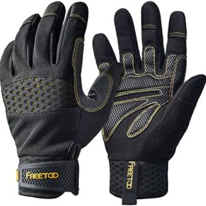 FREETOO Safety Work Gloves Men &Women, Synthetic Leather Grip Gloves