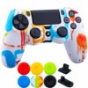 9CDeer 1 Piece of SiliconeTransfer Print Protective Cover Skin + 6 Thumb Grips & Dust Proof Plugs for PS4/Slim/Pro Controller Spray-Painting - Image 2