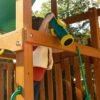 Gorilla Playsets 01-1064-Y Outing Wood Swing Set with Green Vinyl Canopy and Trapeze Arm - Yellow Slide - Image 6
