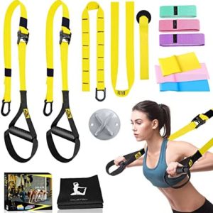 Premkid Home Resistance Training Kit PRO, Six Different Levels of Resistance Bands and Folding Yoga Mat for Working Out, Suspension Trainer with Wall Mount Bracket for Indoor and Outdoor