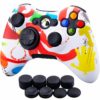 9CDeer 1 Piece of Silicone Water Transfer Protective Sleeve Case Cover Skin + 8 Thumb Grips Analog Caps for Xbox 360 Controller, Spray-Painting - Image 2