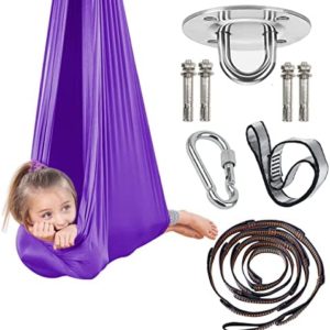 Therapy Sensory Swing for Kids and Adult Indoor Cuddle Swing Outdoor Hammocks Has Calming Effect On Child for Children with Special Needs ADHD Sensory Integration(Purple Size:59"x110")