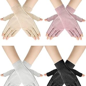 Sunblock Fingerless Gloves Non-slip UV Protection Driving Gloves Summer Outdoor Gloves for Women Girls