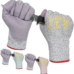 3 Pairs Cut Resistant Gloves, Utility Work Gloves for Men & Women, PU Coated Gardening Gloves