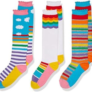 Jefferies Socks Girls' Little Colorful Rainbow Knee High Socks 3 Pair Pack