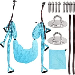 Aerial Yoga Swing Set, COLFULINE Yoga Swivel Swing Flying Hammock, High Strength 210T Nylon Fabric Yoga Sling Inversion Swing for Gym Home Fitness with Ceiling Anchors, Large Load Capacity
