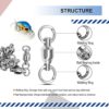Atibin High Strength Fishing Swivel Steel Bearing Connector Fishing Swivels Stainless Barrel Ball Bearing Swivel Saltwater Freshwater - Image 2