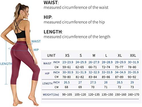 PHISOCKAT Women's Yoga Pants with Pockets, High Waist Tummy Control Leggings, Workout 4 Way Stretch Capri Yoga Leggings - Image 6