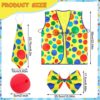 Clown Costume Set of 8, Include Red Clown Nose, Clown Shoes, Clown Vest, Clown Hat, Clown Wig, Clown Bow Tie and White Gloves Clown Accessories for Kids Adult Carnivals Halloween Funny Pretend Play - Image 3