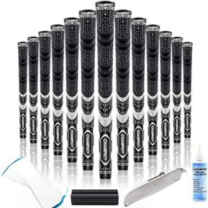 CHAMPKEY Premium Hybrid Golf Grips 13 Pack | Come with 15 Tapse , Solvent , Rubber Vise Clamp and Grip Hook Knife | All Weather Performance Golf Club Grips
